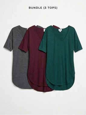 Bundle of 3 Old Navy Curved Hem Tees |  Size Small | Gray, Burgundy, & Teal